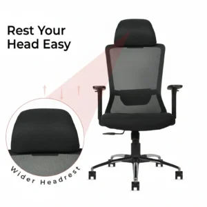 Trion Black Office Chair High Back | Ergonomic Mesh | Seat Slider, 2D Arms & Heavy Chrome Base