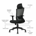 Trion Ergonomic Office Chair Full Black with Nylon Base | Premium Mesh Chair – Vassio