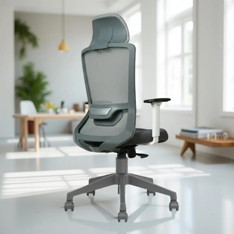 Trion Ergonomic Office Chair Grey with Nylon Base – Vassio