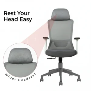Trion Ergonomic Office Chair Grey with Nylon Base – Vassio