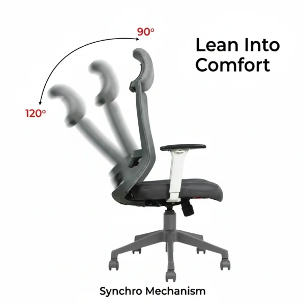Trion Ergonomic Office Chair Grey with Nylon Base – Vassio