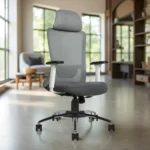 Trion White Office Chair High Back | Ergonomic Mesh | Seat Slider, 2D Arms & Heavy Chrome Base