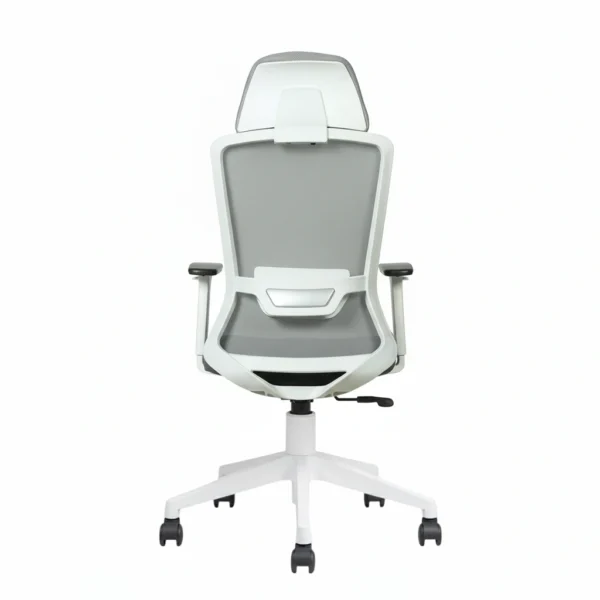 Trion Ergonomic Office Chair White Back & Grey Seat with Nylon Base | Seat Slider & 2D Adjustable Arms