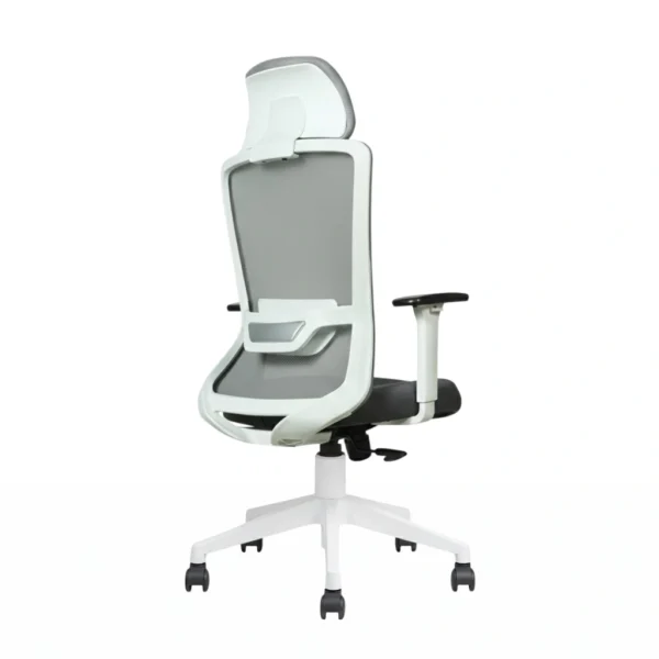 Trion Ergonomic Office Chair White Back & Grey Seat with Nylon Base | Seat Slider & 2D Adjustable Arms