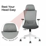 Trion Ergonomic Office Chair White Back & Grey Seat with Nylon Base | Seat Slider & 2D Adjustable Arms