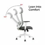 Trion Ergonomic Office Chair White Back & Grey Seat with Nylon Base | Seat Slider & 2D Adjustable Arms
