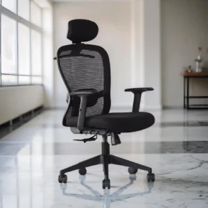 Velora High Back Net Chair Black | Ergonomic Mesh Office Chair | Seat Slider, 2D Arms & Nylon Base