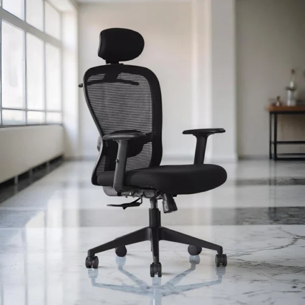 Velora High Back Net Chair Black | Ergonomic Mesh Office Chair | Seat Slider, 2D Arms & Nylon Base