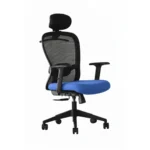 Velora Blue Executive Chair High Back | Ergonomic Mesh Office Chair | Seat Slider, 2D Arms & Nylon Base