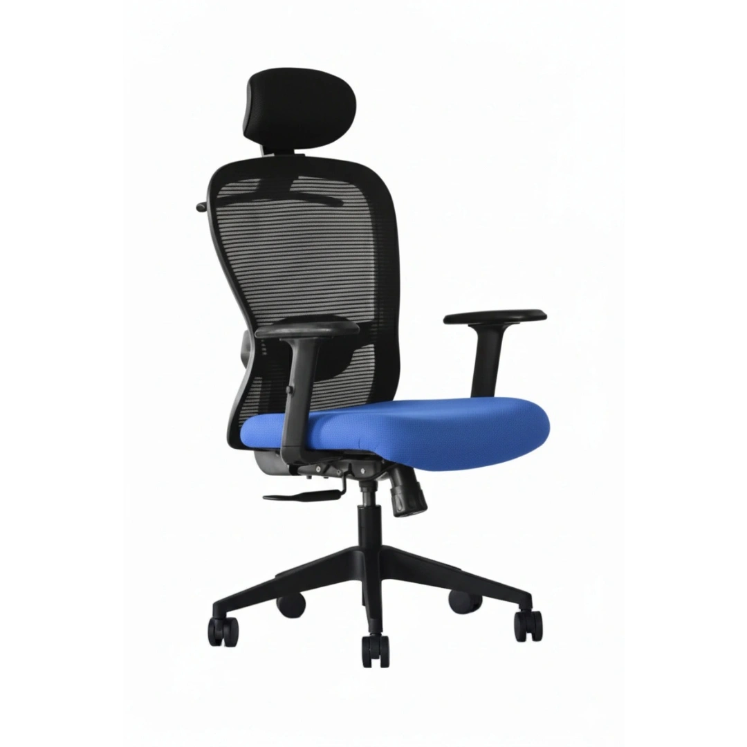 Velora High Back Blue 2 Velora Blue Executive Chair High Back | Ergonomic Mesh Office Chair | Seat Slider, 2D Arms & Nylon Base