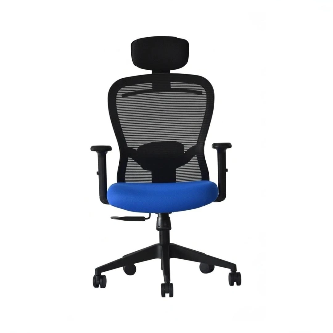 Velora High Back Blue 3 Velora Blue Executive Chair High Back | Ergonomic Mesh Office Chair | Seat Slider, 2D Arms & Nylon Base
