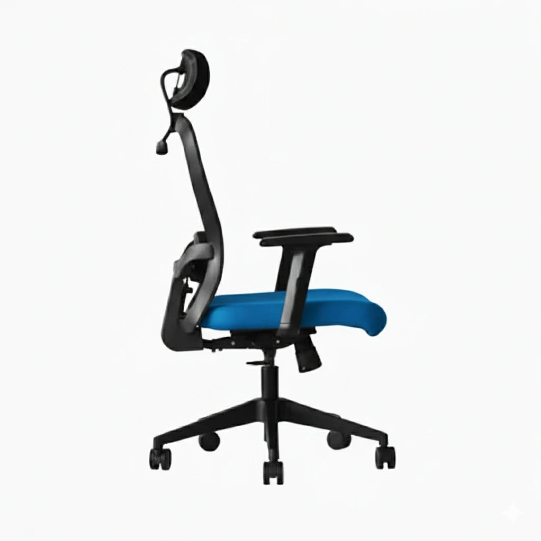 Velora High Back Blue 4 Velora Blue Executive Chair High Back | Ergonomic Mesh Office Chair | Seat Slider, 2D Arms & Nylon Base