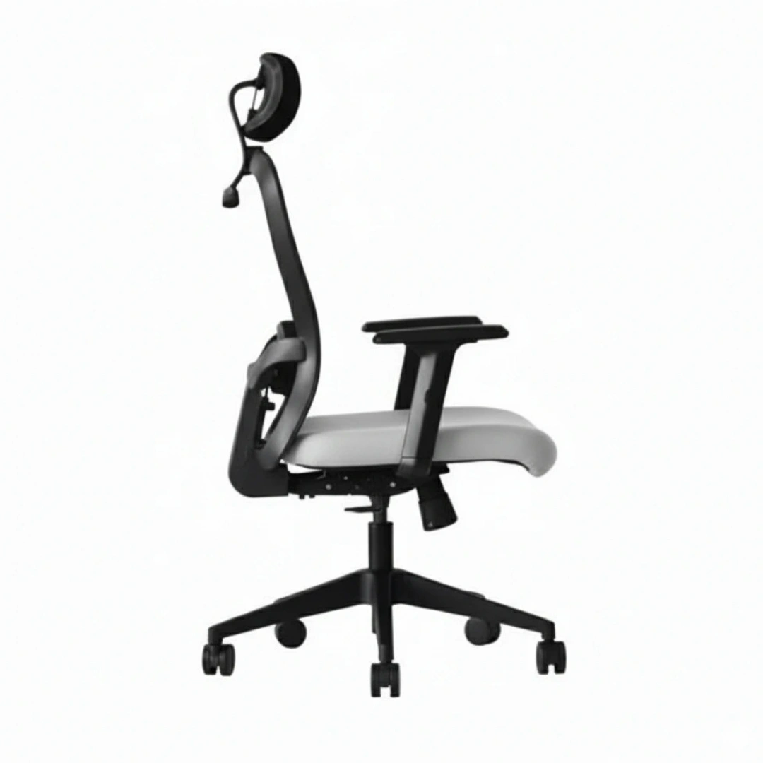 Velora High Back Grey 4 Velora Grey Office Chair High Back | Ergonomic Mesh Design | Seat Slider, 2D Arms & Nylon Base – Made in India (Copy)