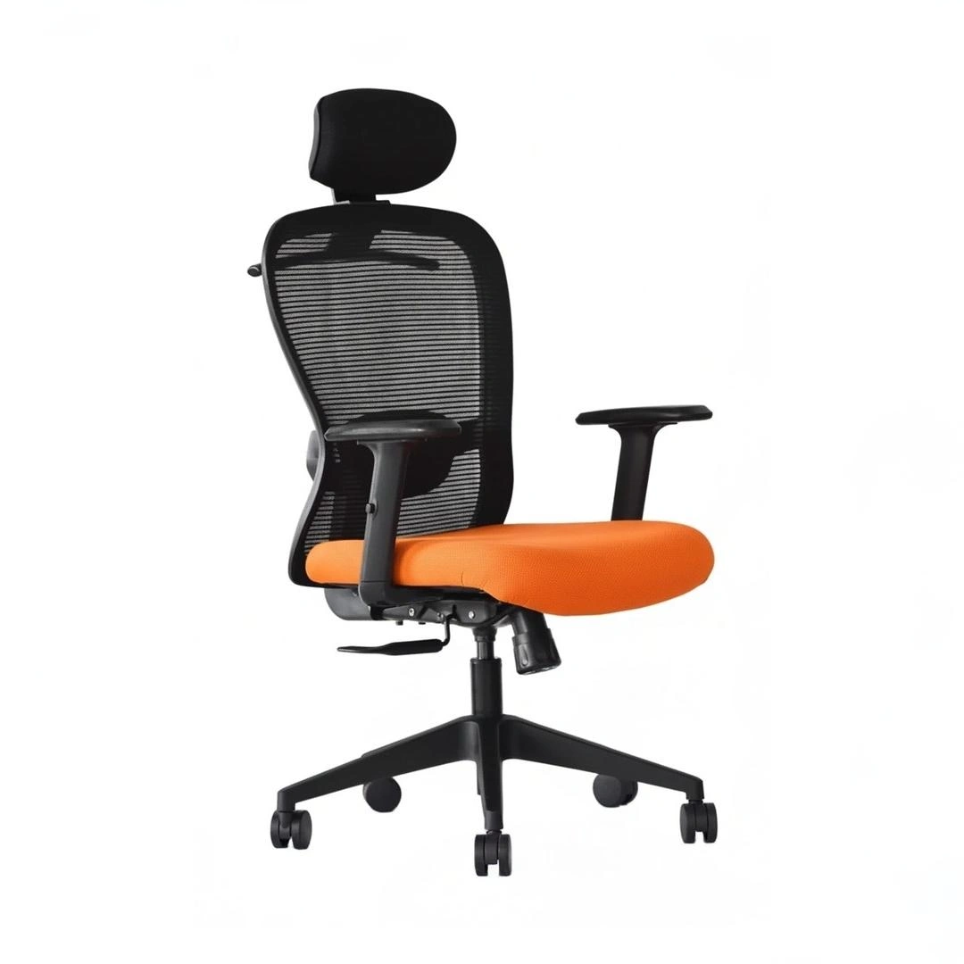 Velora High Back Orange 2 Velora Orange Revolving Chair High Back | Ergonomic Mesh Design | Seat Slider, 2D Arms & Class 4 Gas Lift – Made in India