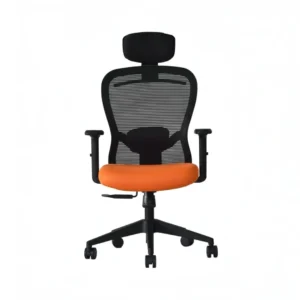 Velora Orange Revolving Chair High Back | Ergonomic Mesh Design | Seat Slider, 2D Arms & Class 4 Gas Lift – Made in India