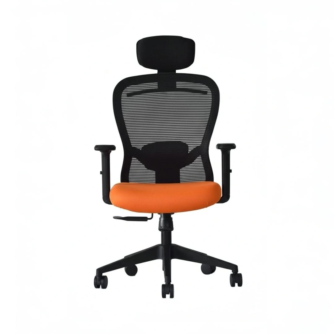 Velora High Back Orange 3 Velora Orange Revolving Chair High Back | Ergonomic Mesh Design | Seat Slider, 2D Arms & Class 4 Gas Lift – Made in India