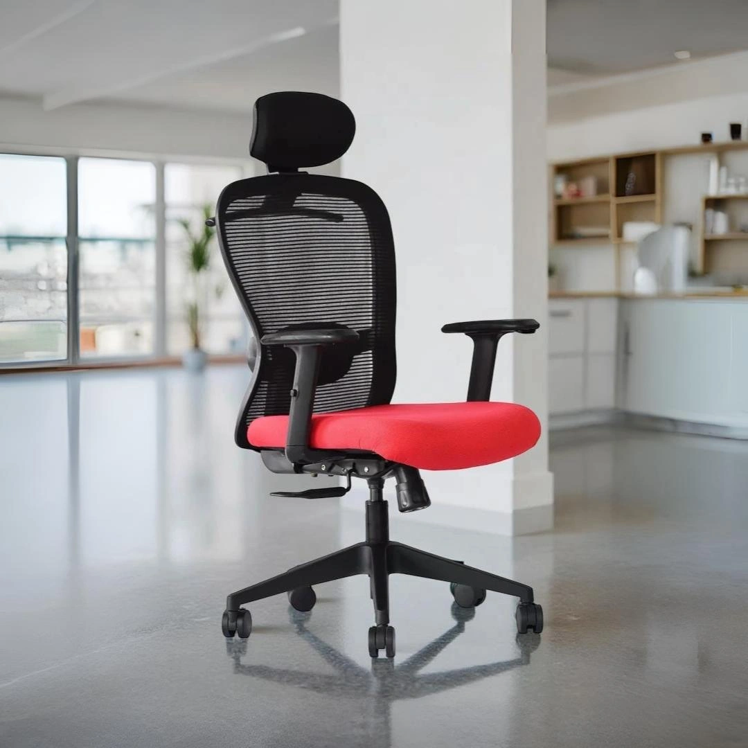 Velora High Back Red 1 Velora Red Ergonomic High Back Chair | Made in India | Seat Slider, 2D Arms & Nylon Base