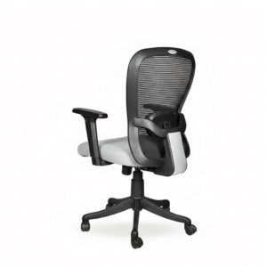 Velora Grey Medium Back Office Chair with Ergonomic Mesh, Seat Slider, 2D Arms, Nylon Base – Made in India