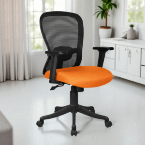Velora Orange Revolving Chair Medium Back | Ergonomic Office Chair | Made in India