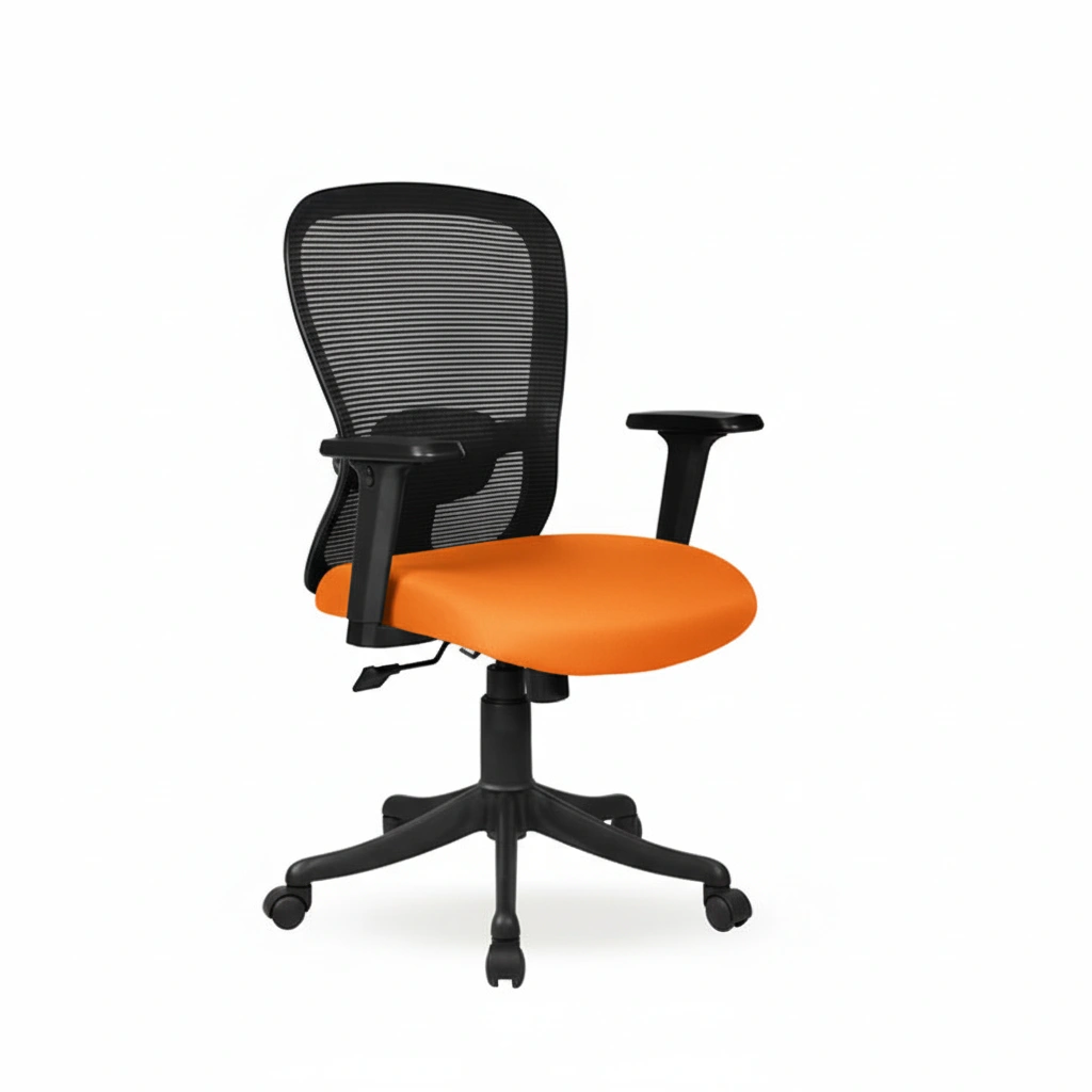 Velora Mid Back Orange 2 Velora Orange Revolving Chair Medium Back | Ergonomic Office Chair | Made in India