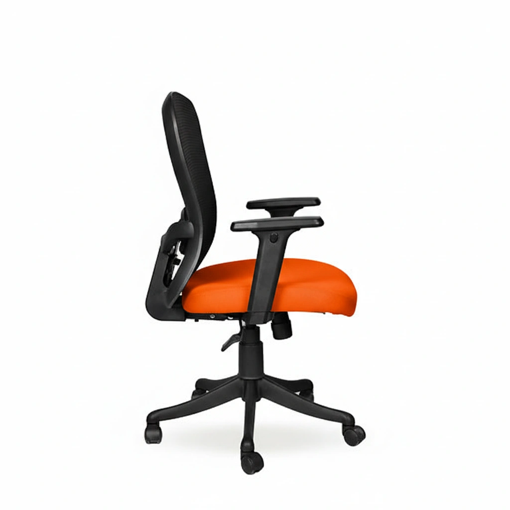 Velora Mid Back Orange 4 Velora Orange Revolving Chair Medium Back | Ergonomic Office Chair | Made in India