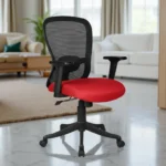 Velora Red Ergonomic Medium Back Chair | Made in India | Seat Slider, 2D Arms & Nylon Base