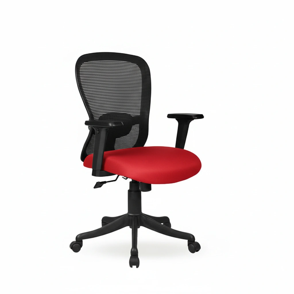 Velora Mid Back Red 2 Velora Red Ergonomic Medium Back Chair | Made in India | Seat Slider, 2D Arms & Nylon Base