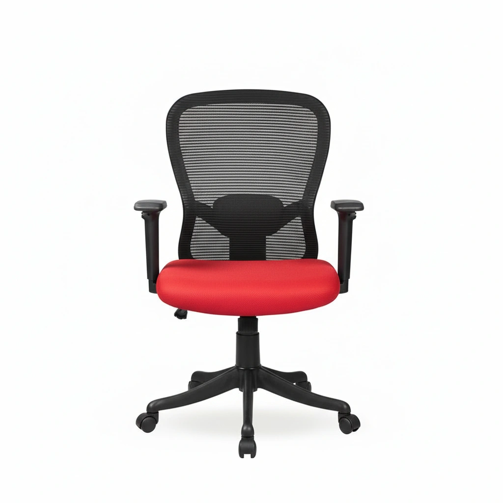 Velora Mid Back Red 3 Velora Red Ergonomic Medium Back Chair | Made in India | Seat Slider, 2D Arms & Nylon Base