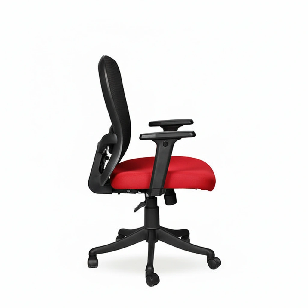 Velora Mid Back Red 4 Velora Red Ergonomic Medium Back Chair | Made in India | Seat Slider, 2D Arms & Nylon Base