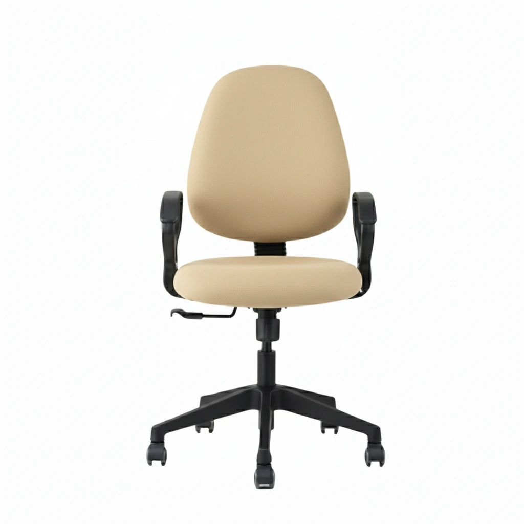Zelta Mid Back Fabric Chair Beige 2 Zelta Office Desk Chair Beige | Vassio Revolving Chair