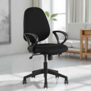 Zelta Office Desk Chair Black | Vassio Fabric Revolving Chair