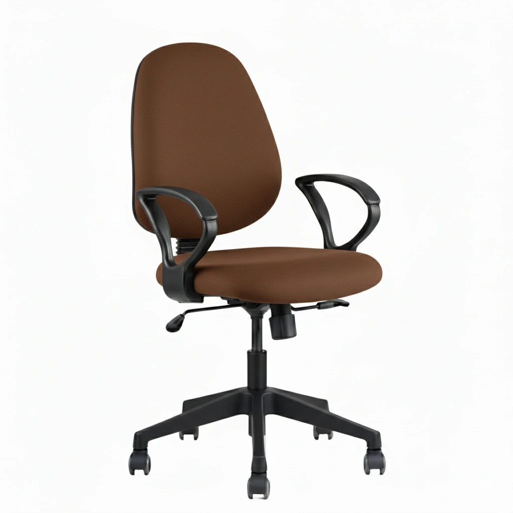 Zelta Mid Back Fabric Chair Brown 3 Zelta Office Desk Chair Brown | Vassio Revolving Fabric Chair