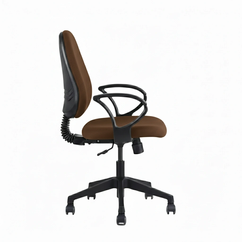 Zelta Mid Back Fabric Chair Brown 4 Zelta Office Desk Chair Brown | Vassio Revolving Fabric Chair