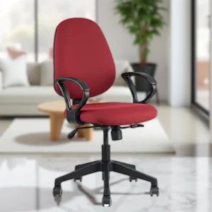 Zelta Desk Chair for Office Maroon | Ergonomic Fabric Office Chair