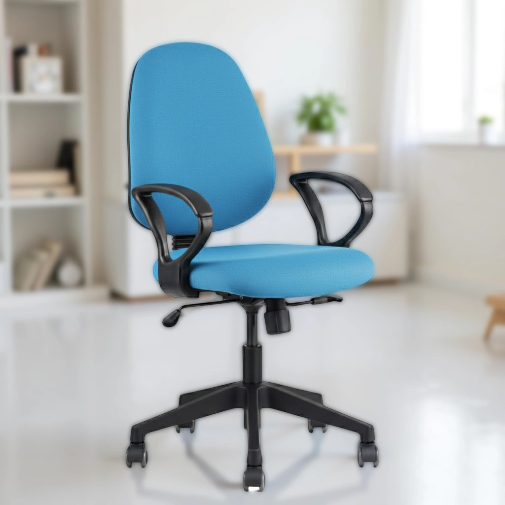 Zelta Mid Back Fabric Chair Sky Blue 1 Zelta Desk Chair for Office Sky Blue | Vassio Fabric Chair