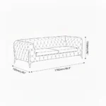 Ziora 2 Seater Chesterfield Sofa Beige Fabric with Metal Legs by Vassio