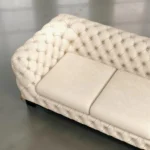 Ziora 2 Seater Chesterfield Sofa Beige Fabric with Metal Legs by Vassio