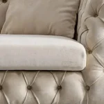 Ziora 2 Seater Chesterfield Sofa Beige Fabric with Metal Legs by Vassio