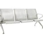 Metro Airport Waiting Chair 3 Seater | Vassio – Silver Grey Powder-Coated Metal | Waiting Area Chair for Airports & Hospitals