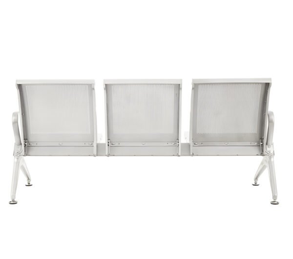 Metro Airport Waiting Chair 3 Seater | Vassio – Silver Grey Powder-Coated Metal | Waiting Area Chair for Airports & Hospitals