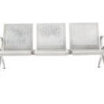 Metro Airport Waiting Chair 3 Seater | Vassio – Silver Grey Powder-Coated Metal | Waiting Area Chair for Airports & Hospitals