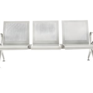 Metro Airport Waiting Chair 3 Seater | Vassio – Silver Grey Powder-Coated Metal | Waiting Area Chair for Airports & Hospitals