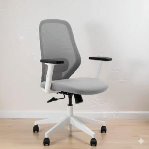 Shop Online Comfella Mid Back Chair White Colour & Grey Seat | Vassio