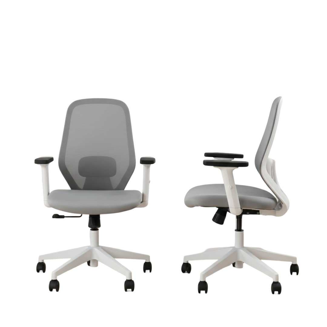 Shop Online Comfella Mid Back Chair White Colour & Grey Seat | Vassio