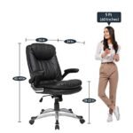Vassio Pebble Adjustable Arm Chair Black – Ergonomic Leatherette Office Chair with Adjustable Armrests and Recline