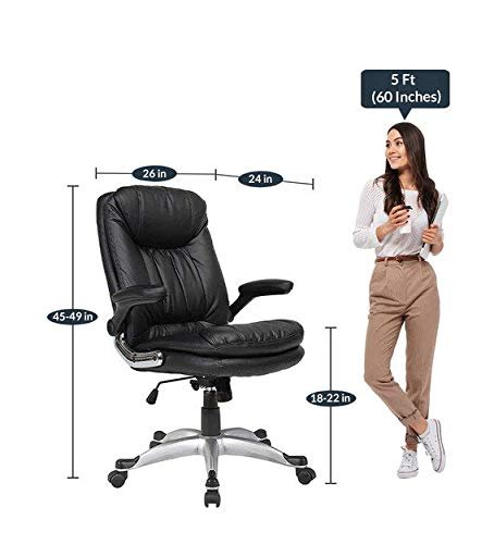 vassio Pebble Adjustable Arm Chair Black details Vassio Pebble Adjustable Arm Chair Black – Ergonomic Leatherette Office Chair with Adjustable Armrests and Recline