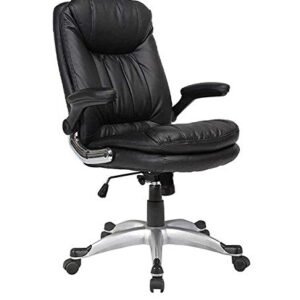 Vassio Pebble Adjustable Arm Chair Black – Ergonomic Leatherette Office Chair with Adjustable Armrests and Recline
