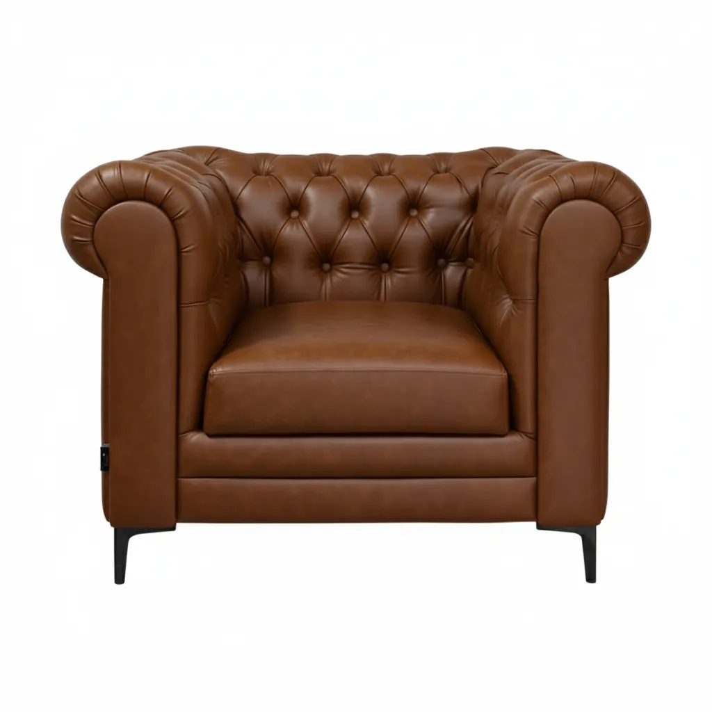 Amelia 1 Seater Sofa Tan Color – Chesterfield Accent Chair by Vassio