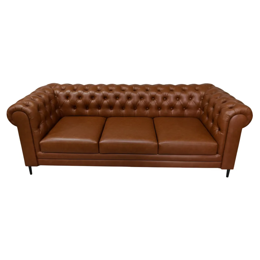 Amelia 3 Seater Sofa Tan Color – Chesterfield Premium Sofa by Vassio