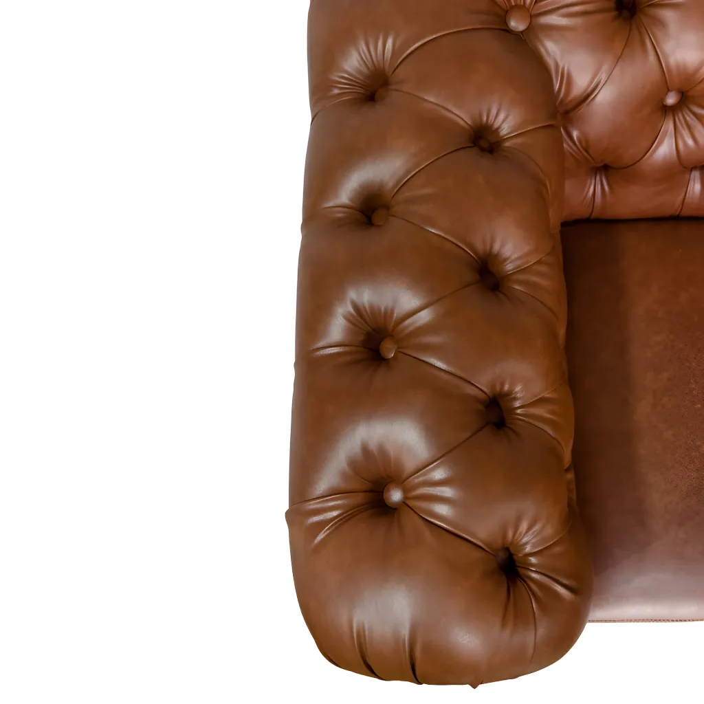 Amelia 3 Seater Sofa Tan Color – Chesterfield Premium Sofa by Vassio